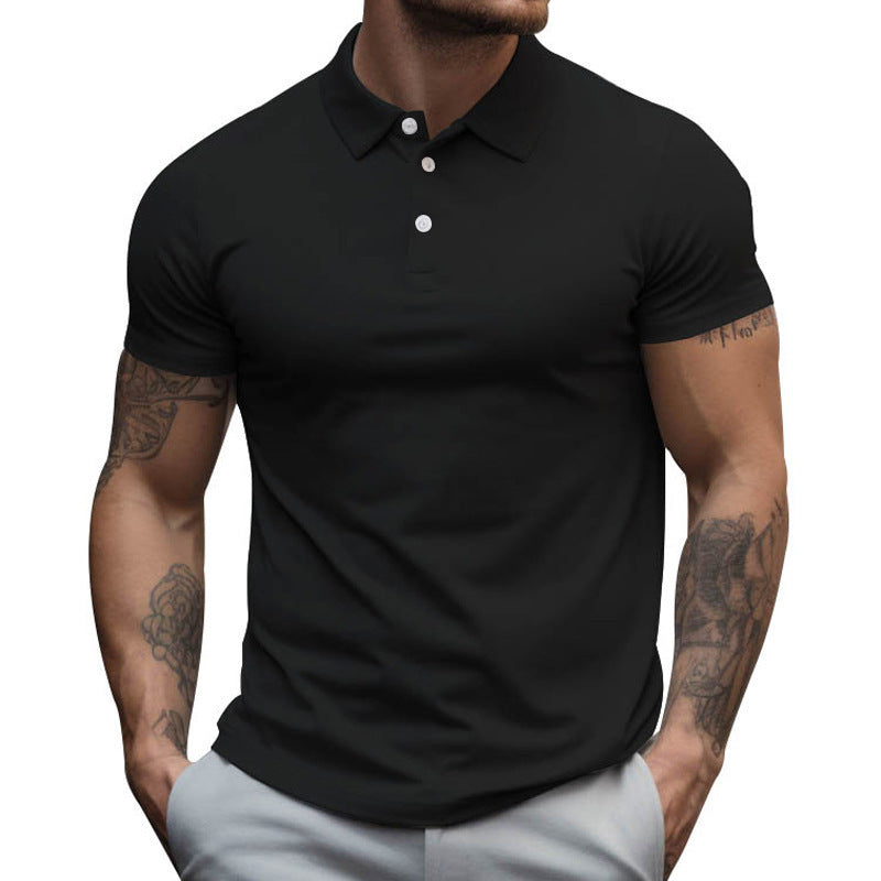 Herren nan tailliertes Stretch-Polo mit Hemdkragen kurzer Knopfleiste und körpernahem Schnitt Drune