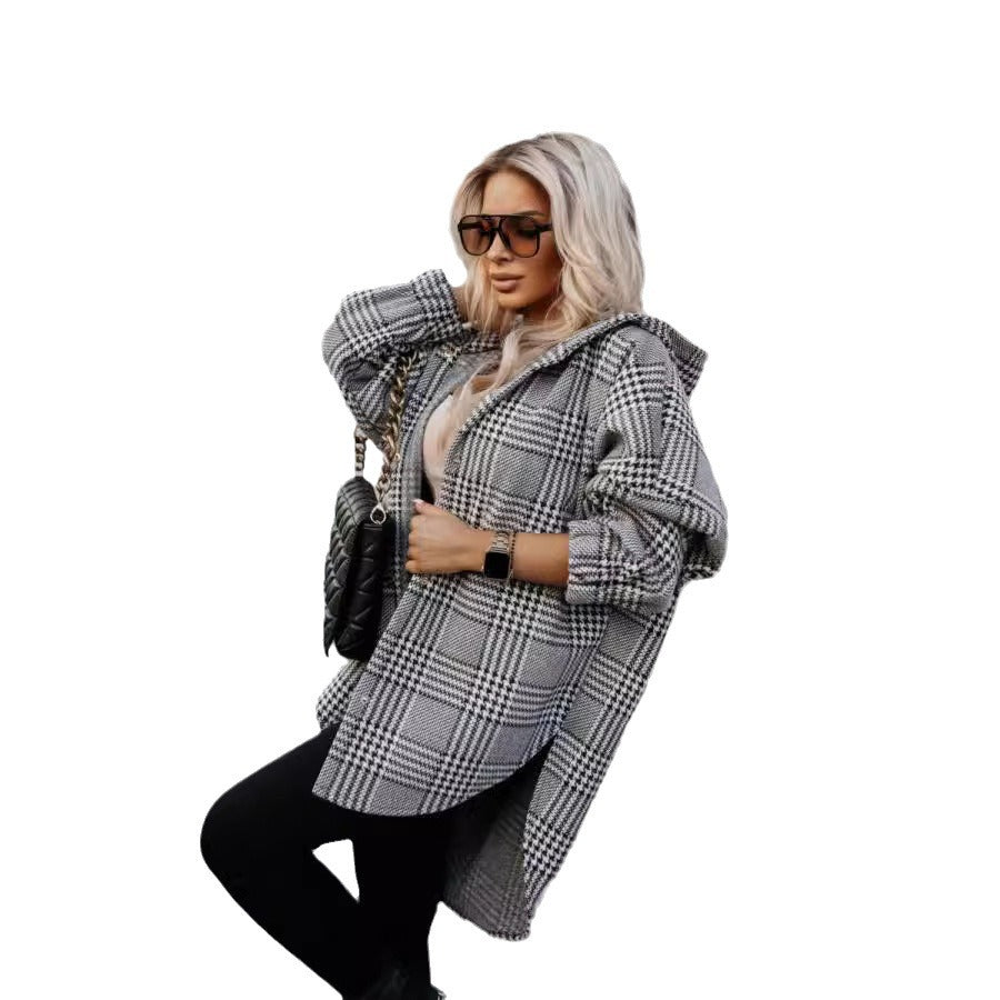 Damen Oversized Hemdkleid im modernen Karomuster Drune