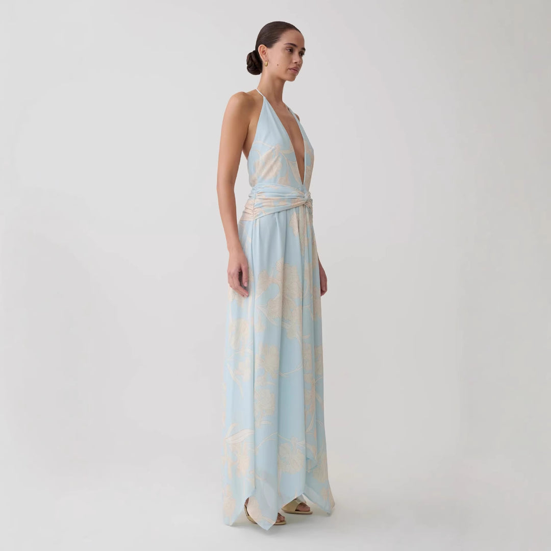 Damen Elegantes Wickelkleid mit tiefem V-Ausschnitt und floralem Design Drune
