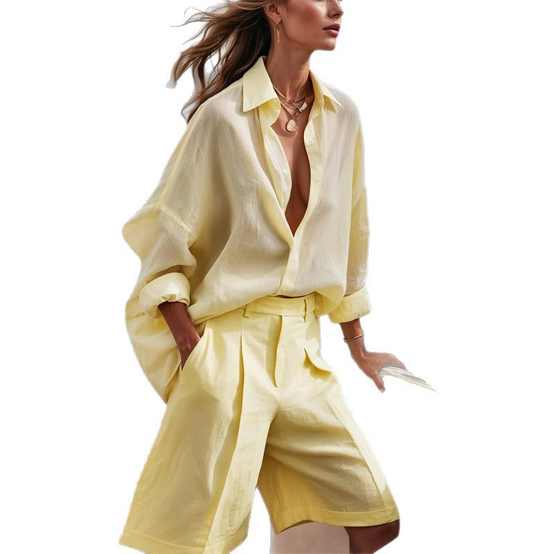 Damen elegante und luftige Leinen-Kombination Drune