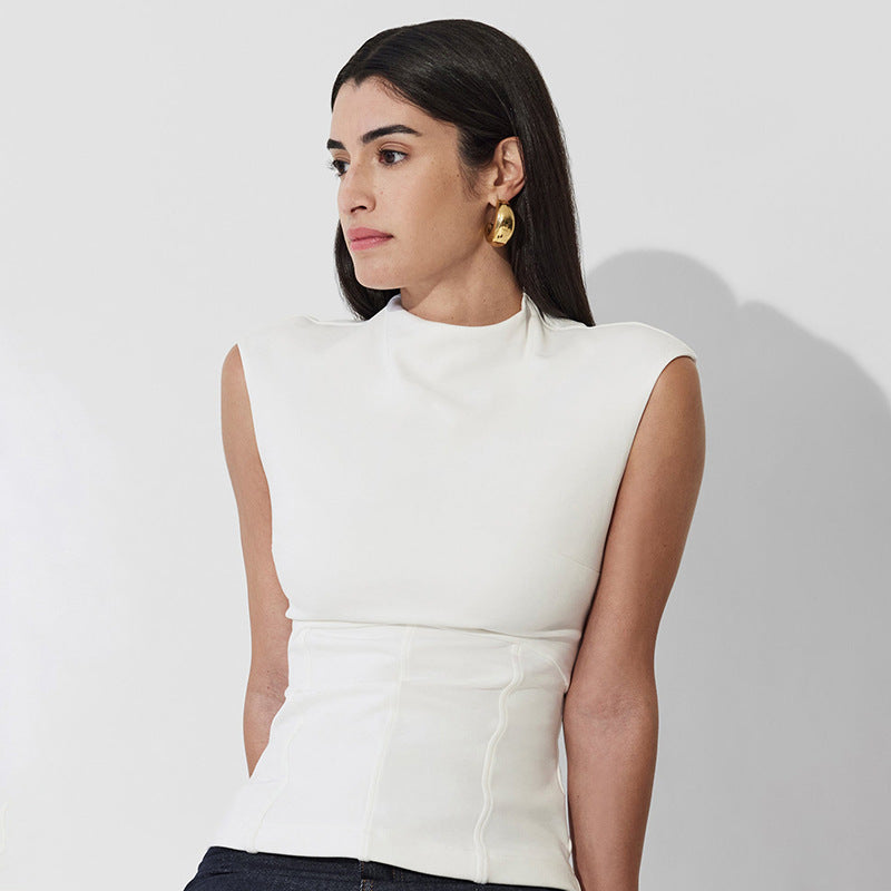 Damen Figurumspielendes Top mit elegantem High-Neck und schmalem Schnitt Drune