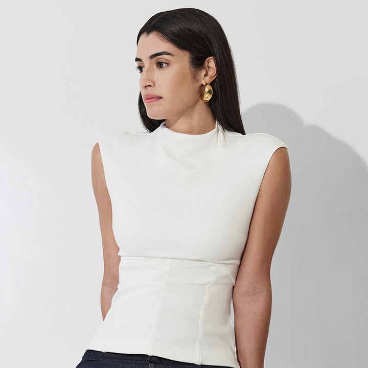 Damen Figurumspielendes Top mit elegantem High-Neck und schmalem Schnitt Drune