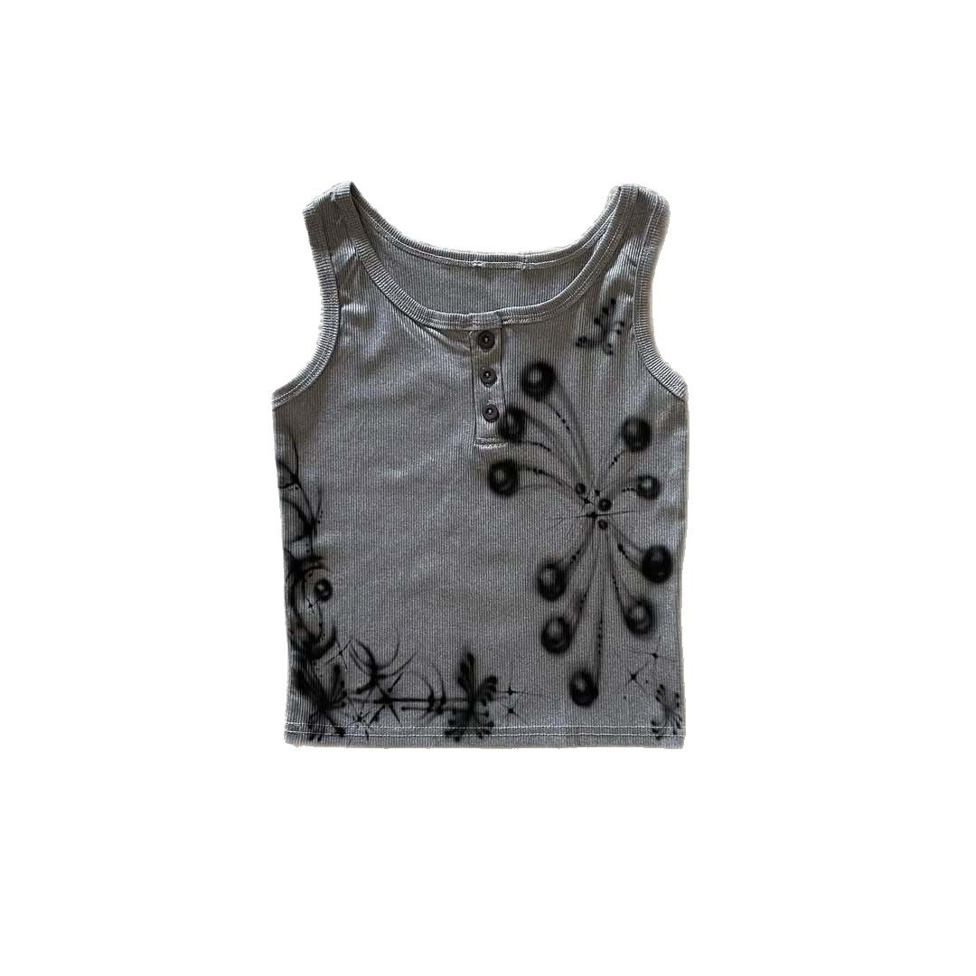 Damen modisches Top mit kreativen Druck Drune