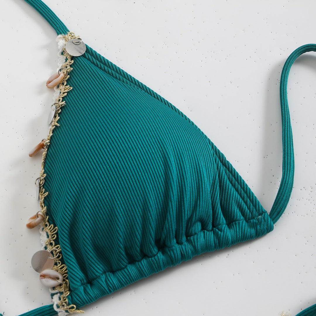 Damen Bunt geschmückter Triangel-Bikini Drune