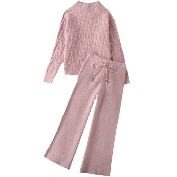 Damen Set aus Strickpullover und Weit geschnittenen Hose Drune