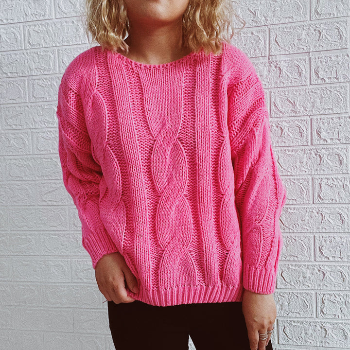 Damen Grobstrickpullover mit auffälligem Zopfmuster und weitem Schnitt Drune