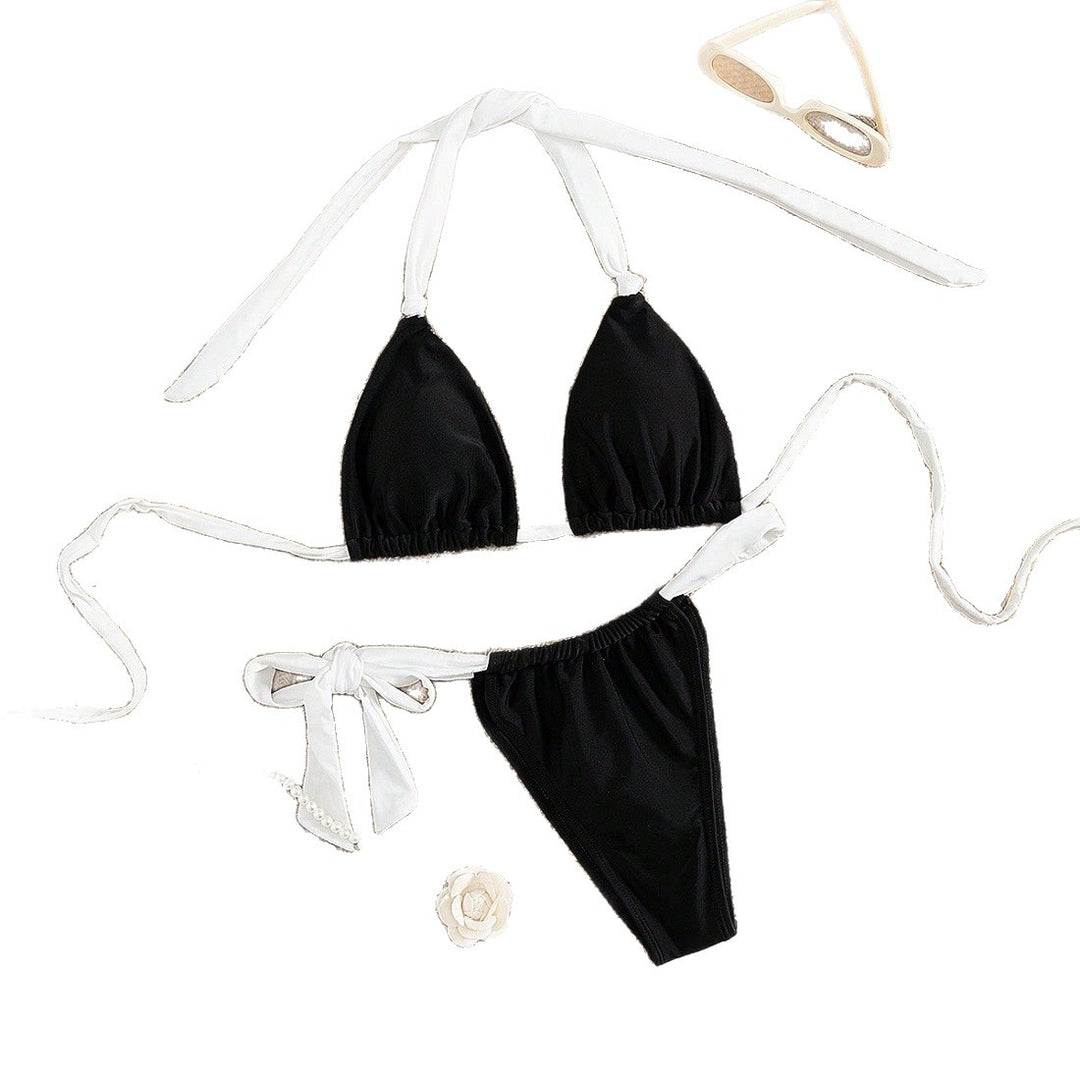 Damen Triangel-Bikini mit verstellbaren Trägern und femininem Bindedetail Drune
