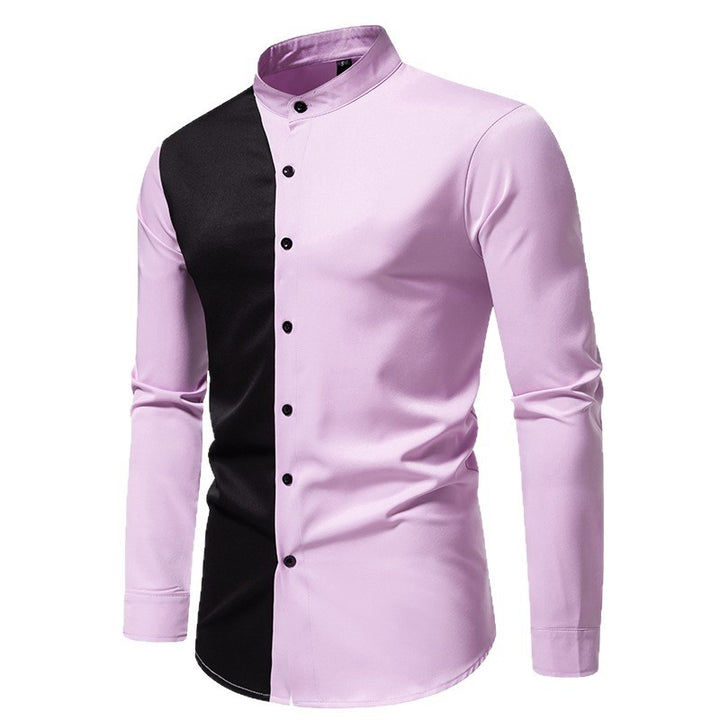 Herren elegantes Langarmhemd mit modernem Farbblockdesign Drune