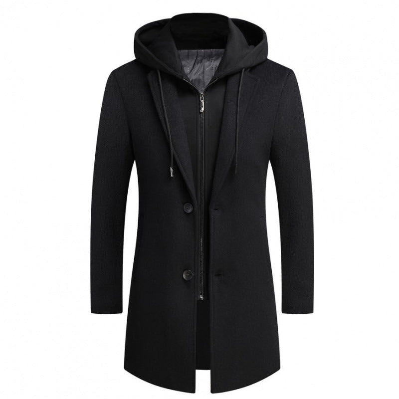 Damen modische Longjacke mit abnehmbarer Kapuze und trendigem Innenfutter Drune