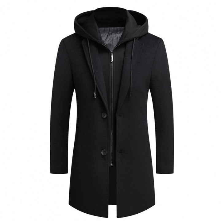 Damen modische Longjacke mit abnehmbarer Kapuze und trendigem Innenfutter Drune
