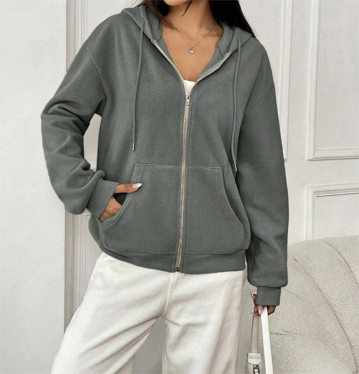 Damen Fleecejacke mit Kapuze und Reißverschluss Drune