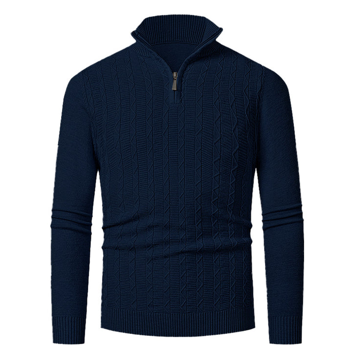 Herren Strickpullover mit hohem Kragen und feinem Zopfdesign Drune