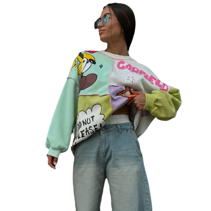 Damen Sweatshirt mit kreativem Comic-Design Drune