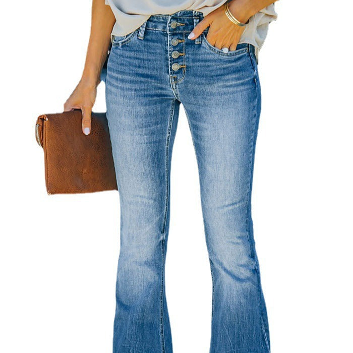 Damen High-Waist Schlagjeans Drune