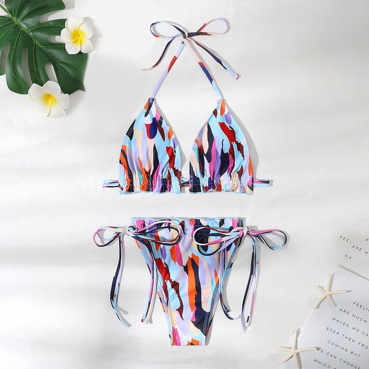 Damen Triangel-Bikini mit verstellbaren Trägern und Rüschendesign Drune