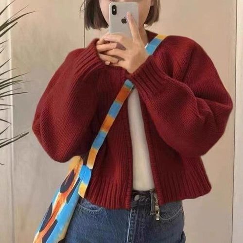 Damen Kuschelige Strickjacke mit Rundhalsausschnitt Drune