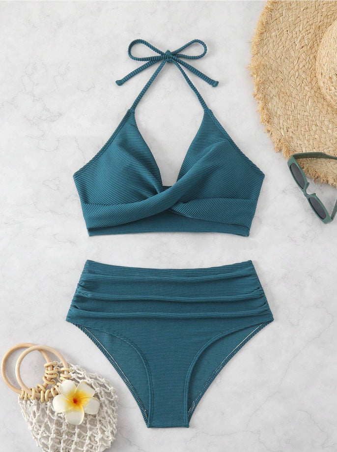 Damen Bikini-Set mit hohem Taillenbund und elegantem Wickeldesign Drune