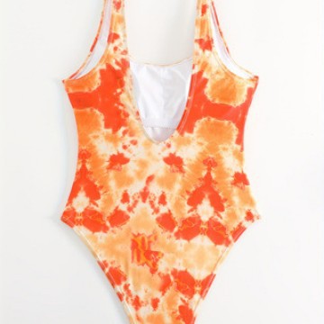 Damen Einteiliger sportlicher Badeanzug mit modischem Tie-Dye-Design Drune