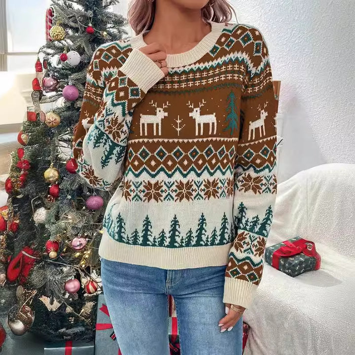 Damen Weihnachtspullover mit festlichem Rentier-Design und weichem Material Drune