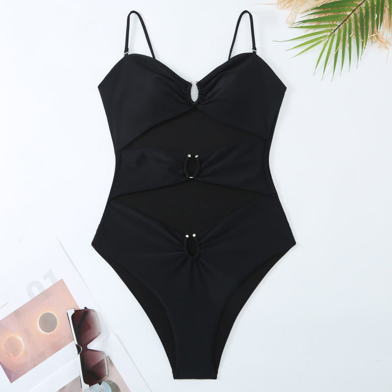 Damen Einteiler Badeanzug mit raffinierten Cut-Outs und stilvollem Wickeldetail Drune
