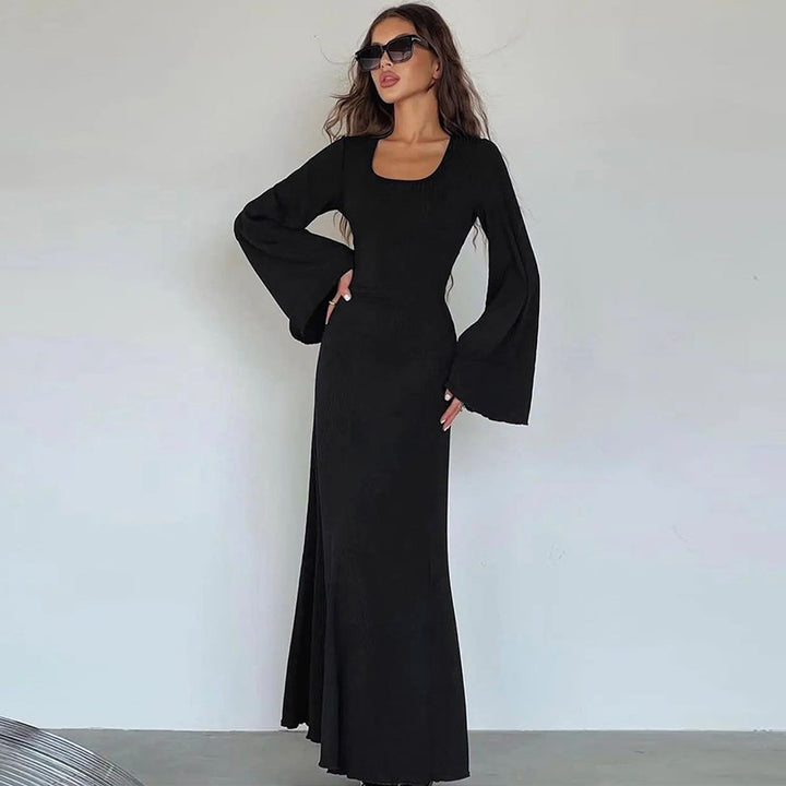 Damen Maxikleid mit weit ausgestellten Ärmeln und eleganten Details Drune