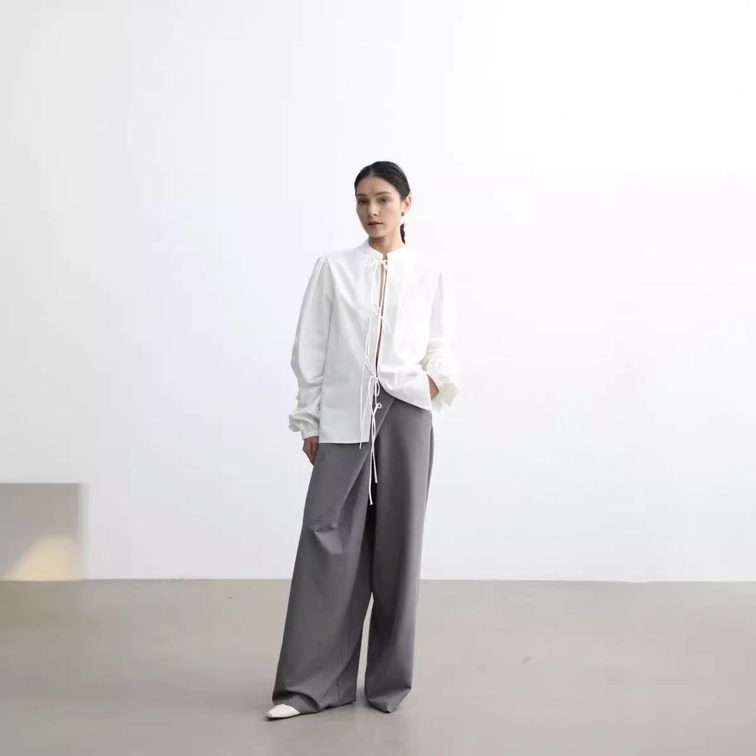 Damen Verspielte Bluse mit Rüschendetails und Kordelzug Drune