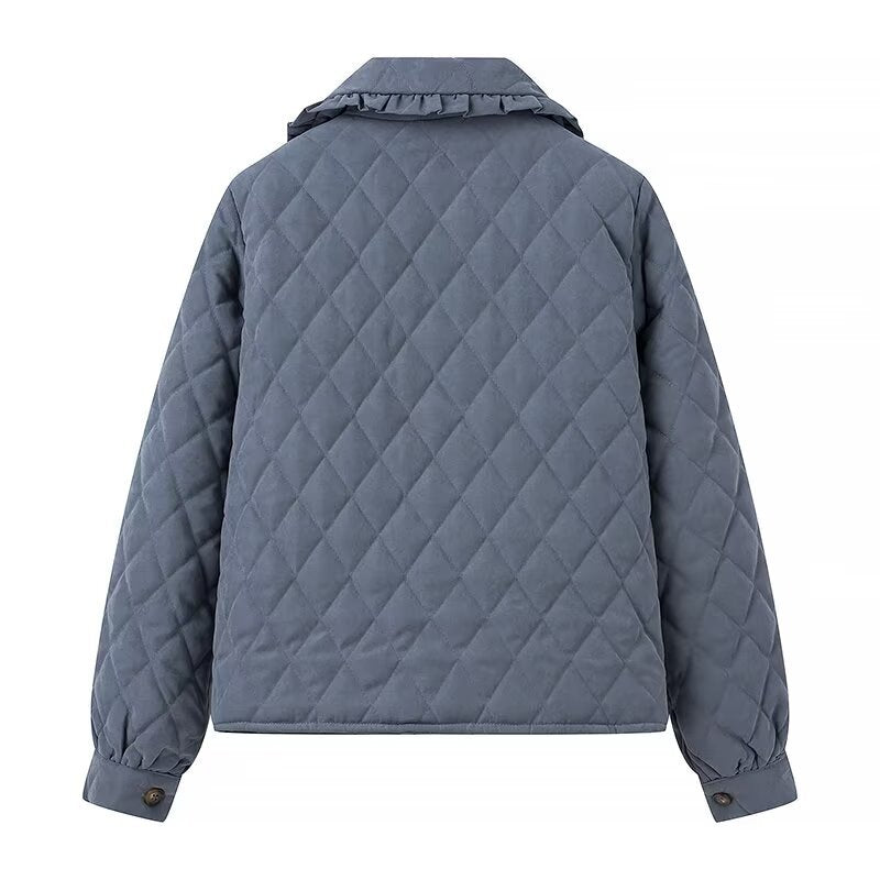 Damen gesteppte Übergangsjacke mit großem Kragen und praktischen Taschen Drune