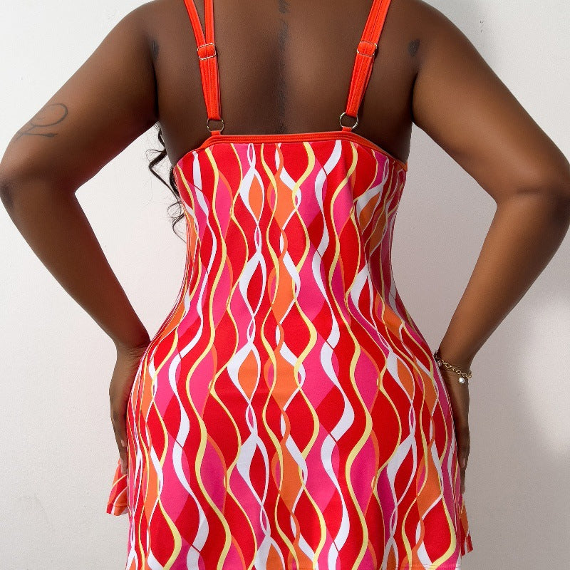 Damen Strandkleid mit modischem Wellenmuster Drune