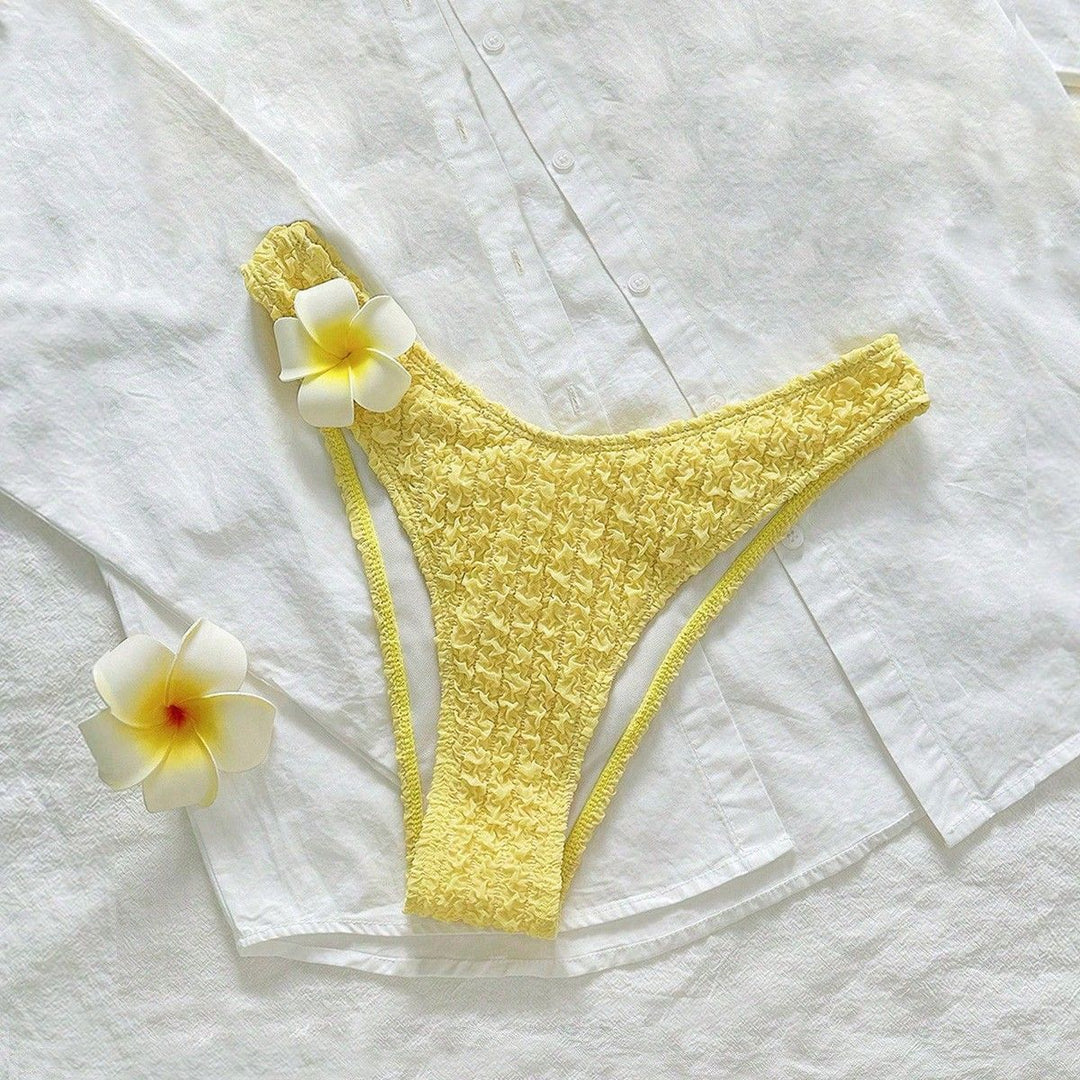 Damen Hochgeschnittenes Bikiniunterteil mit strukturierten Rüschen Drune