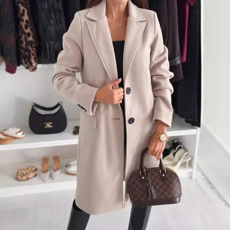 Damen Eleganter Damenmantel im modernen Nadelstreifen-Design Drune