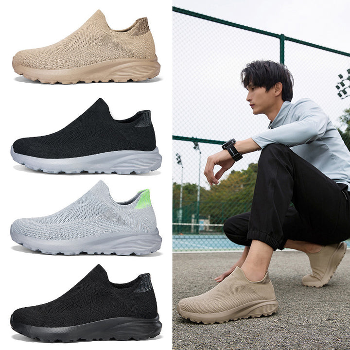 Unisex nan elastischer Strick-Schlupfschuh mit konturierter viskoelastischer Innensohle und rutschfester stoßdämpfender Laufsohle Drune