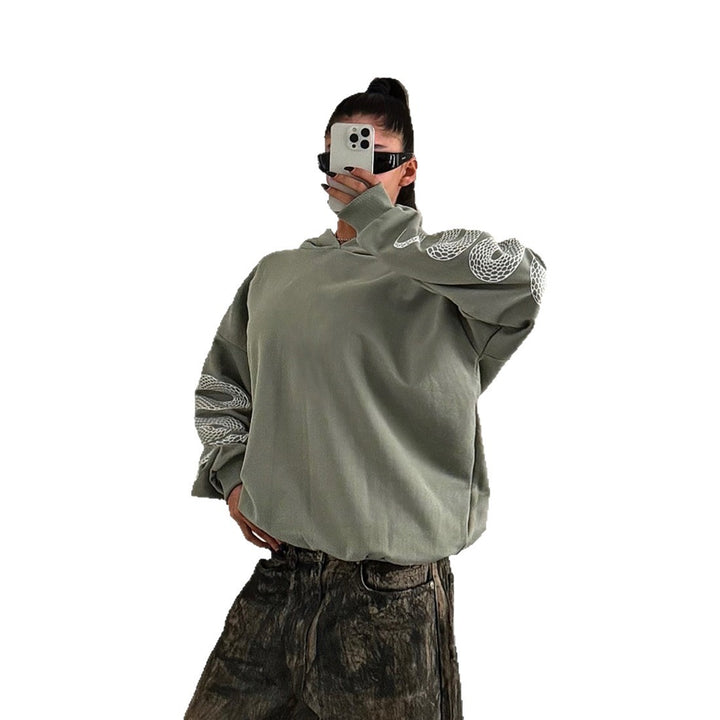 Damen Oversized Kapuzenpullover mit modischen Details Drune