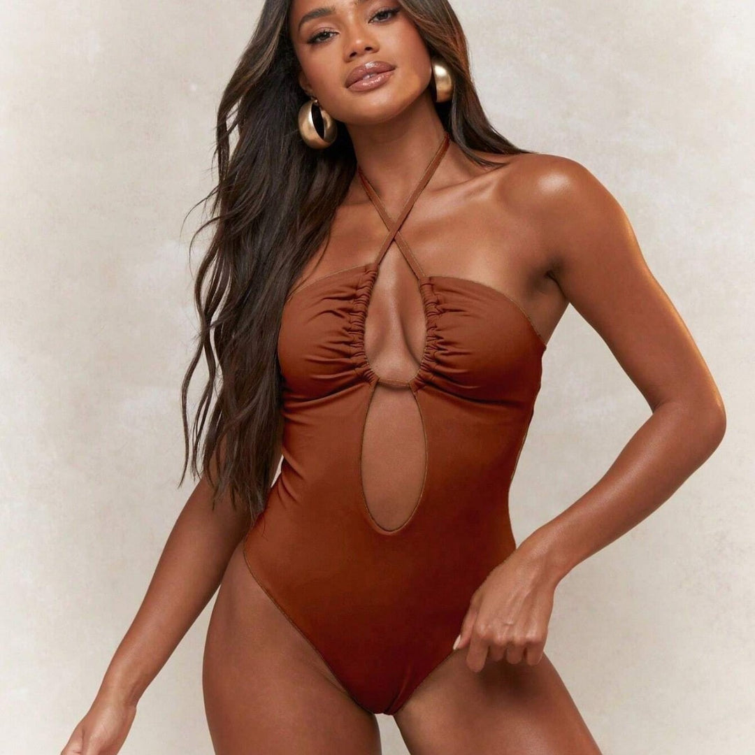 Damen Trendiger Einteiler Badeanzug mit verspieltem Cut-Out Drune