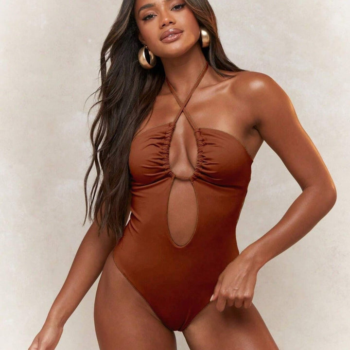 Damen Trendiger Einteiler Badeanzug mit verspieltem Cut-Out Drune