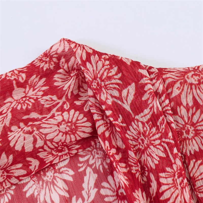 Damen Maxikleid mit verspieltem Blumenmuster und asymmetrischem Saum Drune