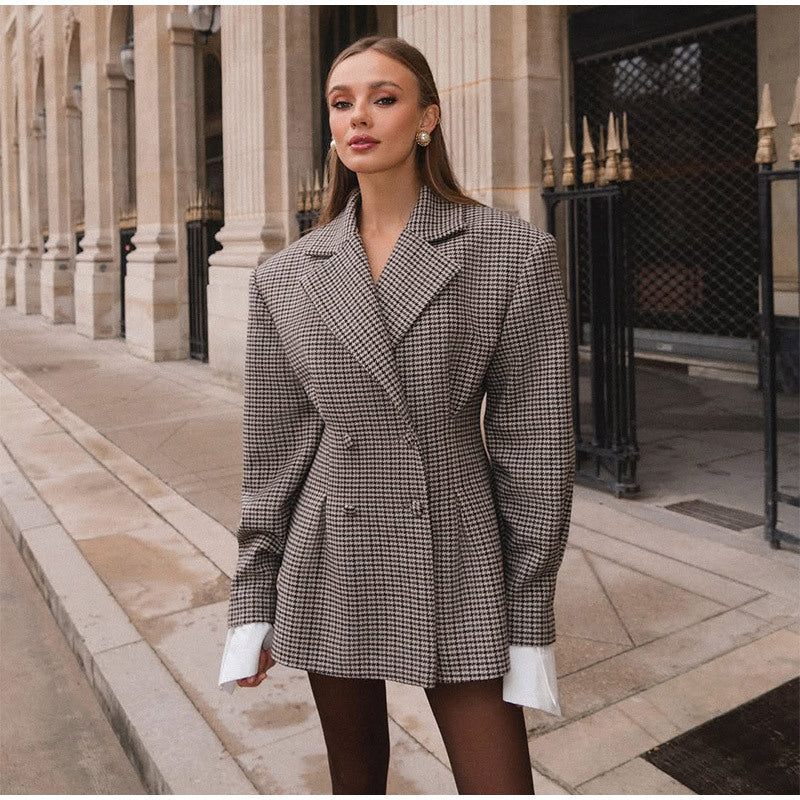 Damen taillierte karierte Blazerjacke Drune