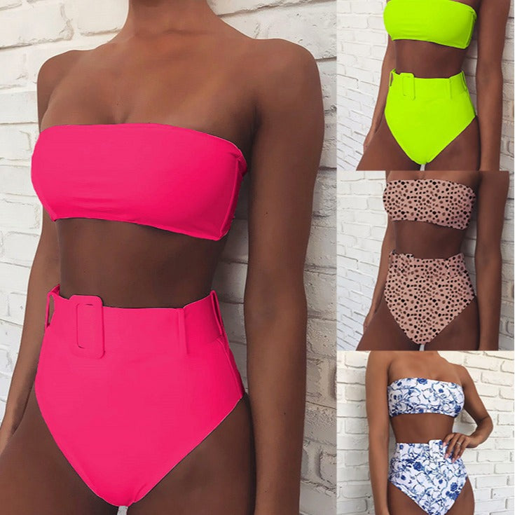 Damen Bandeau-Bikini mit hochtaillierten Hosen Drune
