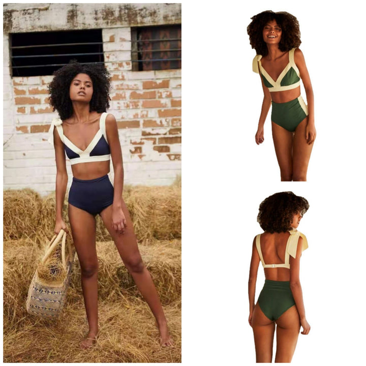 Damen Hoch geschnittener Bikini mit elegantem Wickeldetail Drune