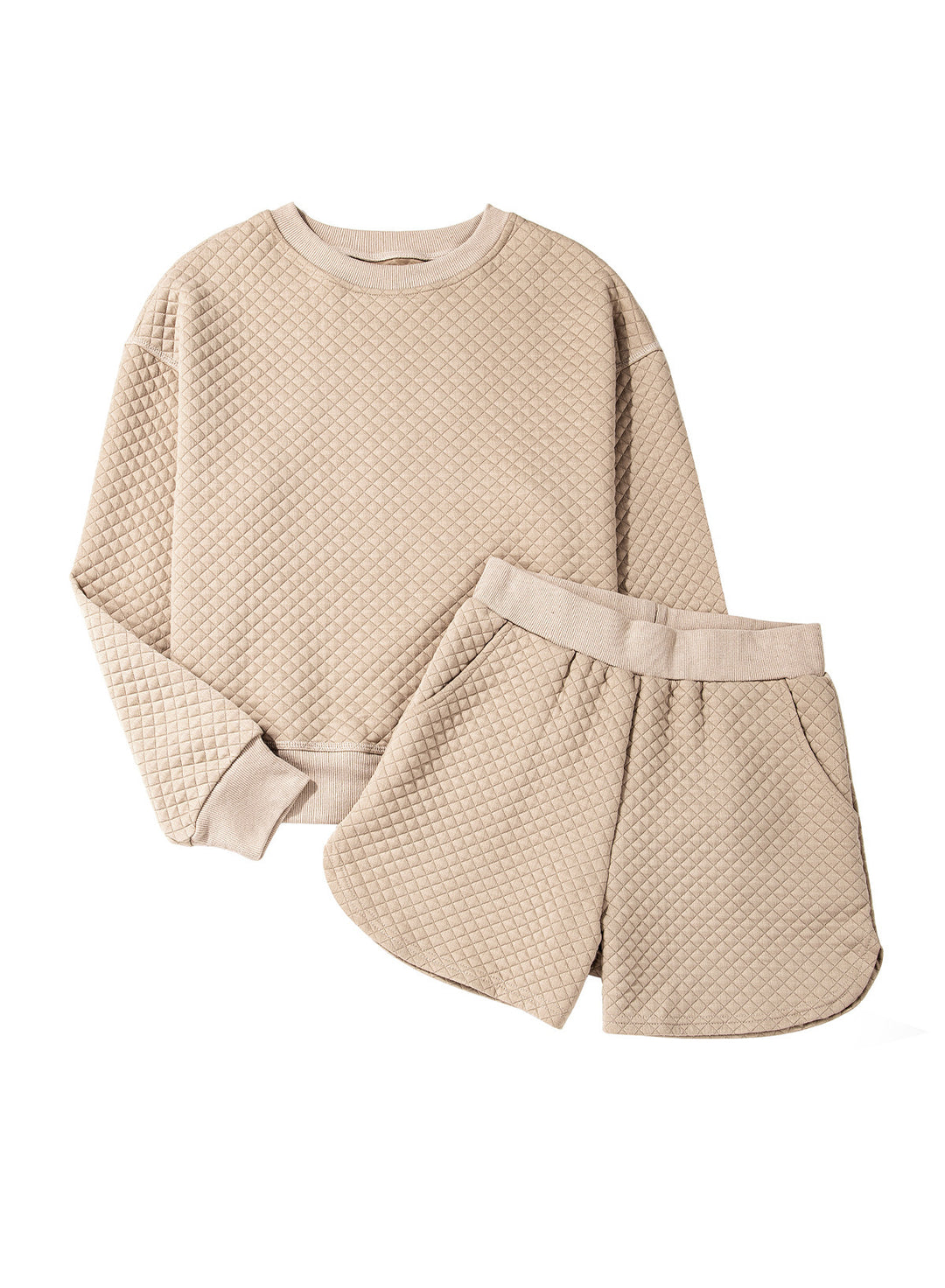 Damen Casual Lounge-Set mit strukturiertem Sweatshirt und Shorts Drune