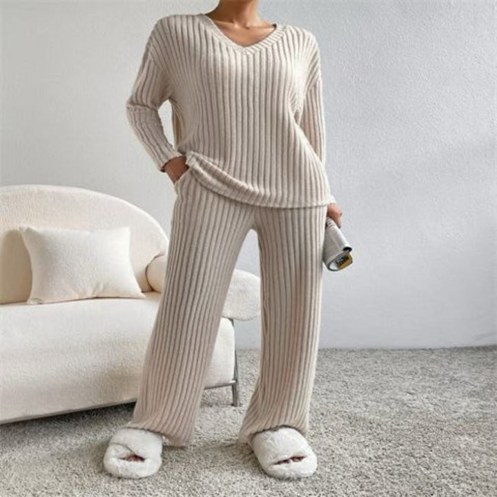 Damen kuscheliges Strick-Loungewear-Set Drune