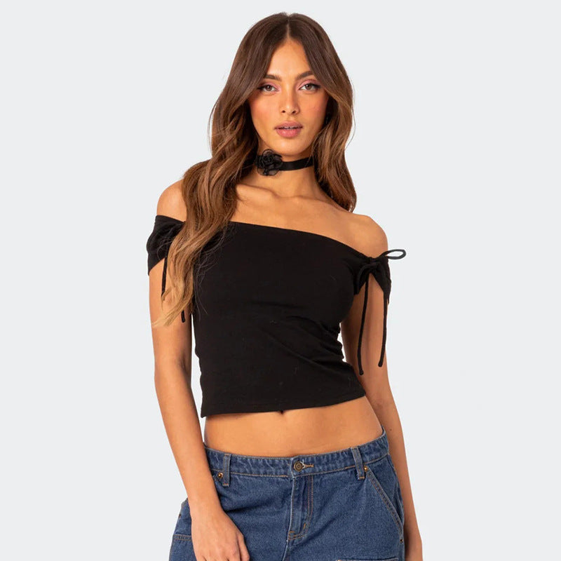 Damen Trägertop mit Off-Shoulder-Design und Bindegurten Drune