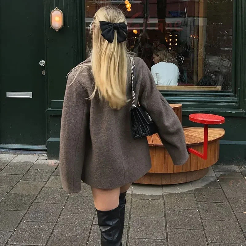 Drune | Damen Oversized Wolljacke Gemütlicher Stil