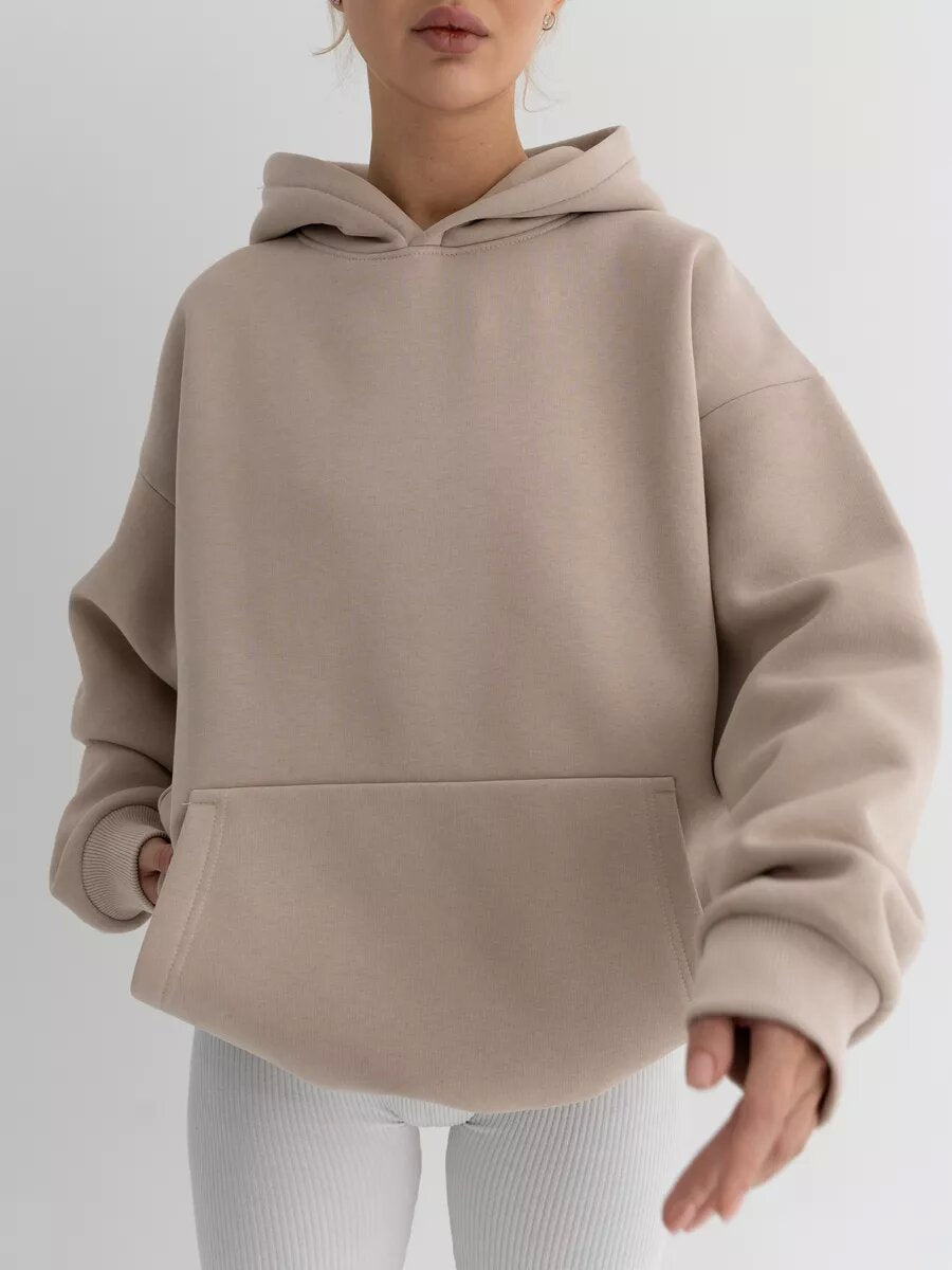 Damen nan oversized Kapuzenpullover mit Kängurutasche und dropped-shoulder Schnitt Drune