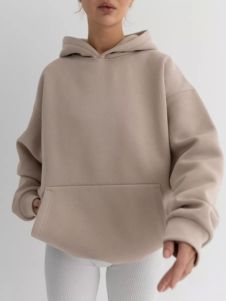 Damen nan oversized Kapuzenpullover mit Kängurutasche und dropped-shoulder Schnitt Drune