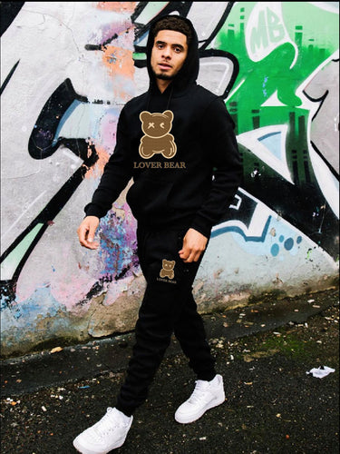 Herren Kapuzenpullover und Jogginghose Set mit klarem Bärenmotiv Drune