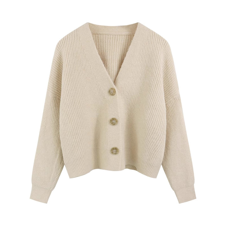 Damen Strickjacke mit V-Ausschnitt und hochwertigen Knopfdetails Drune