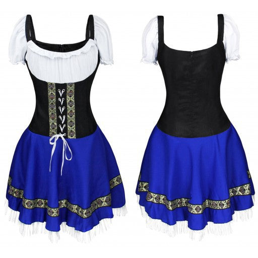 Damen nan Dirndl-Kleid mit geschnürtem Mieder, geraffter Bluse und stufigem Rock Drune