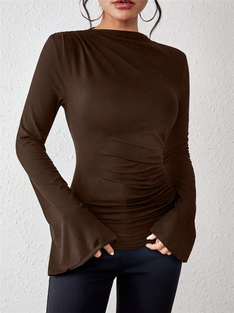Damen Langarmshirt mit fließendem Schnitt und eleganten Trompetenärmeln Drune