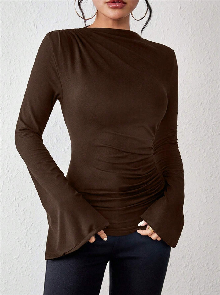 Damen Langarmshirt mit fließendem Schnitt und eleganten Trompetenärmeln Drune