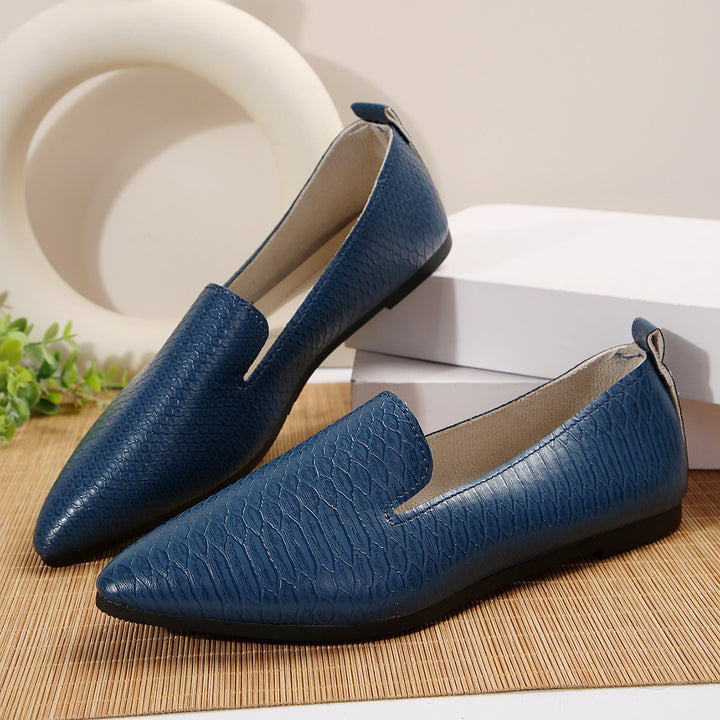 Damen nan flexible Keil‑Loafer mit Krokoprägung und spitzer Zehenpartie Drune
